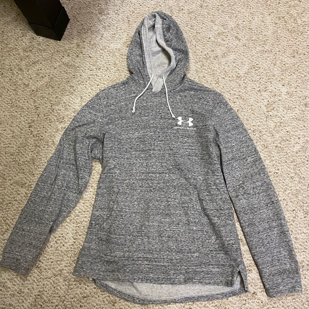 Mens medium gray hooded Under Armour sweatshirt